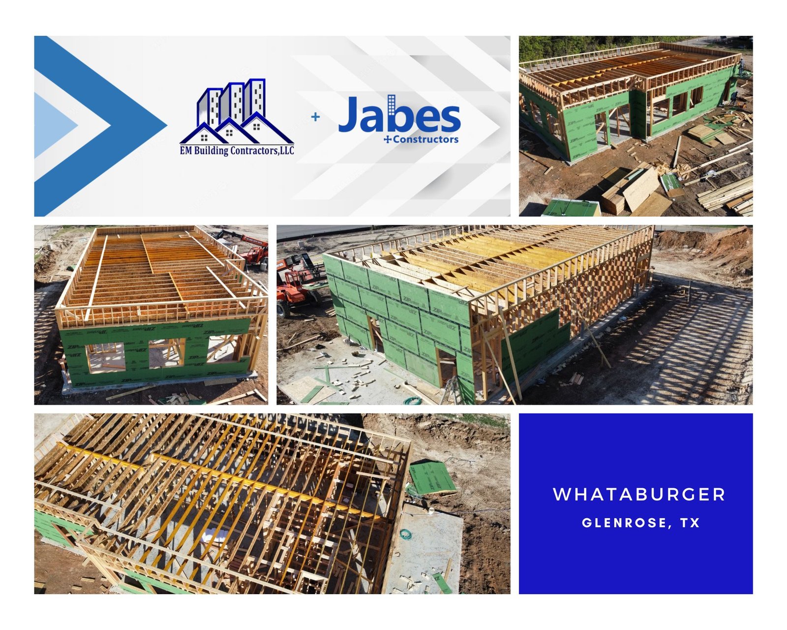 Jabes Constructors: Building Whataburger in Glenrose, Texas, Wood framing